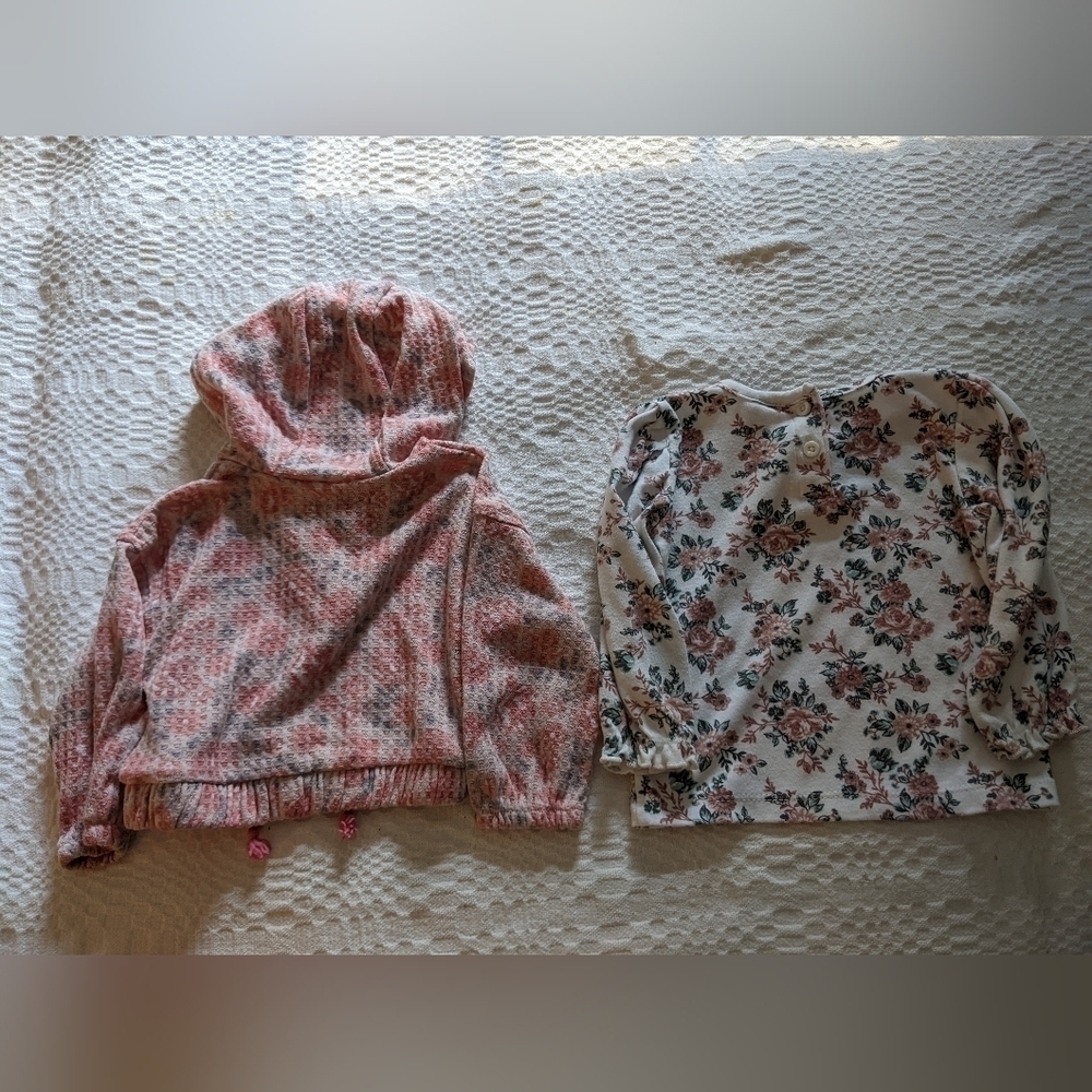 Nicole Miller Girls Long Sleeved Tops 12 Months and 24 Months Pink Floral - Picture 2 of 9